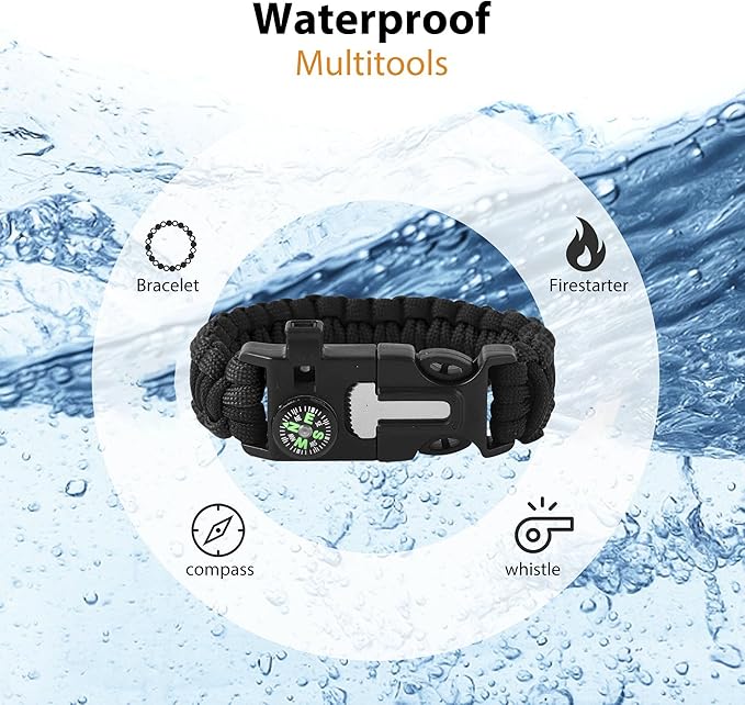 Bracelets, Survival Bracelets for Men Paracord Tactical 5-in-1 Camping Gear Kits - Image 3