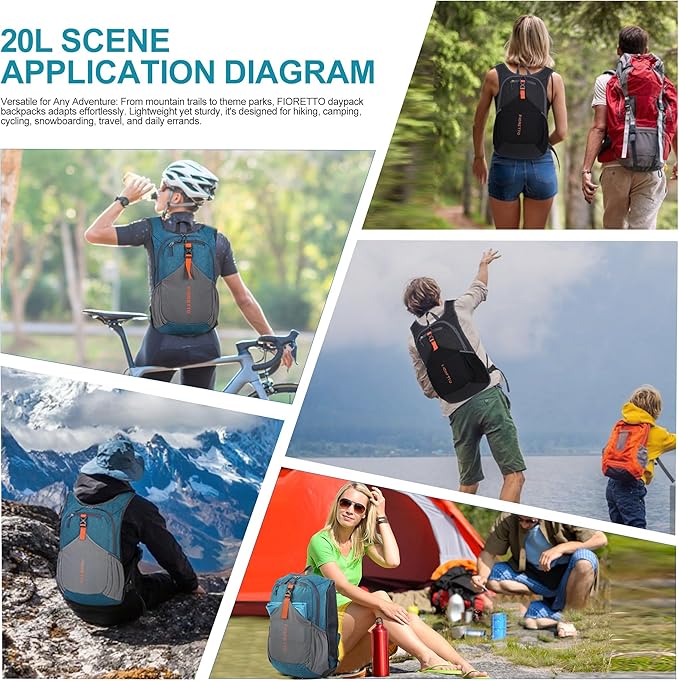 FIORETTO 20L Hiking Backpack for Women Men Mini Packable Backpack Lightweight - Image 9