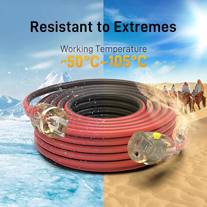 25FT 14/3 Gauge Medium Duty Outdoor Extension Cord Waterproof - Image 6