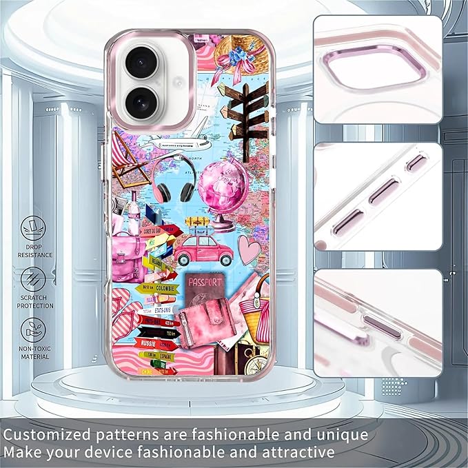 Case for iPhone 16 Plus, Cover Holiday Trip World Map Phone Case Design，for - Image 2