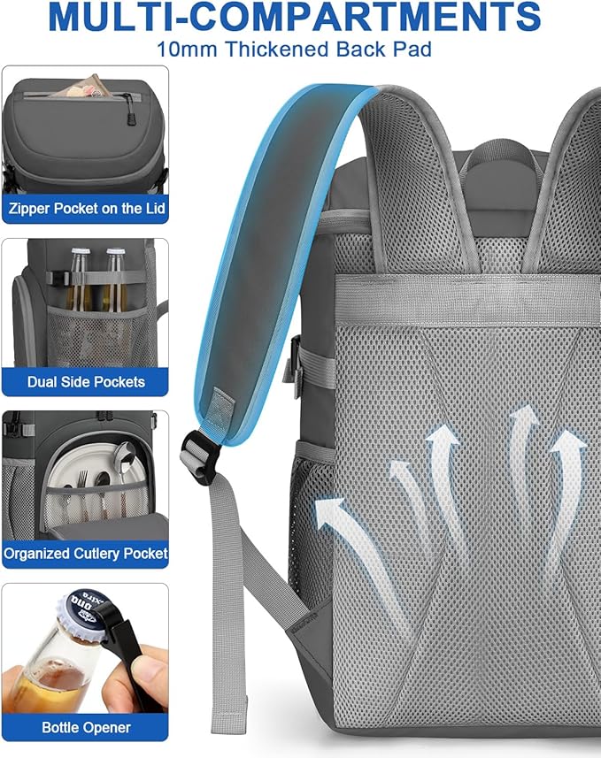 Pritent Cooler Backpack for Men Women Insulated Waterproof Backpack Cooler Leak - Image 6