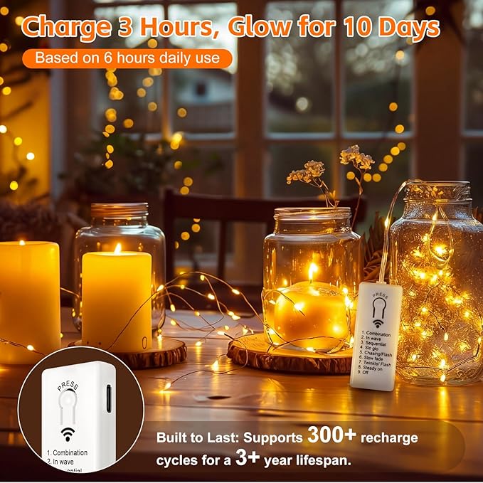 4 Pack 50 LED Fairy Lights Battery Operated - Image 2