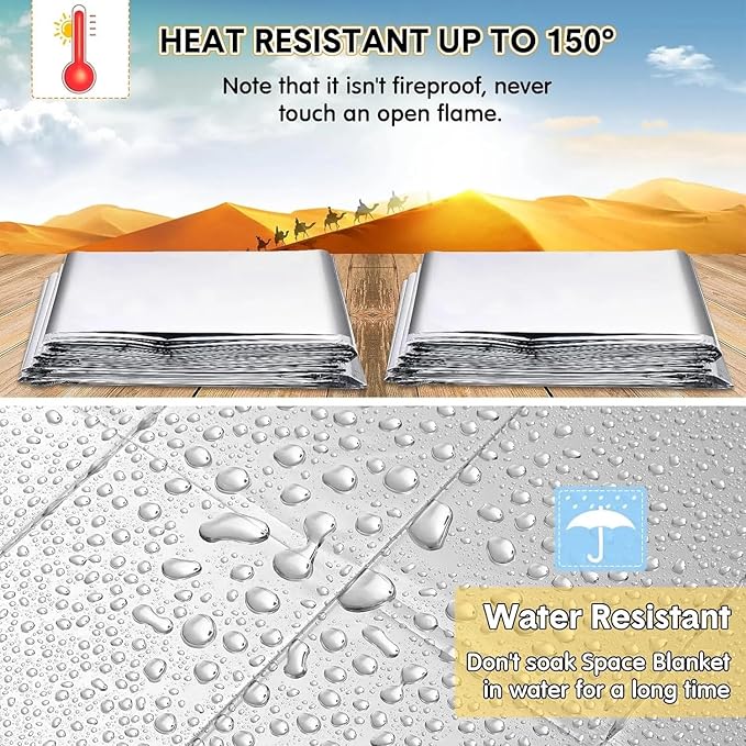 Emergency Survival Blanket, Mylar Thermal Blanket, Gigantic Space Blanket 82" x - Image 6