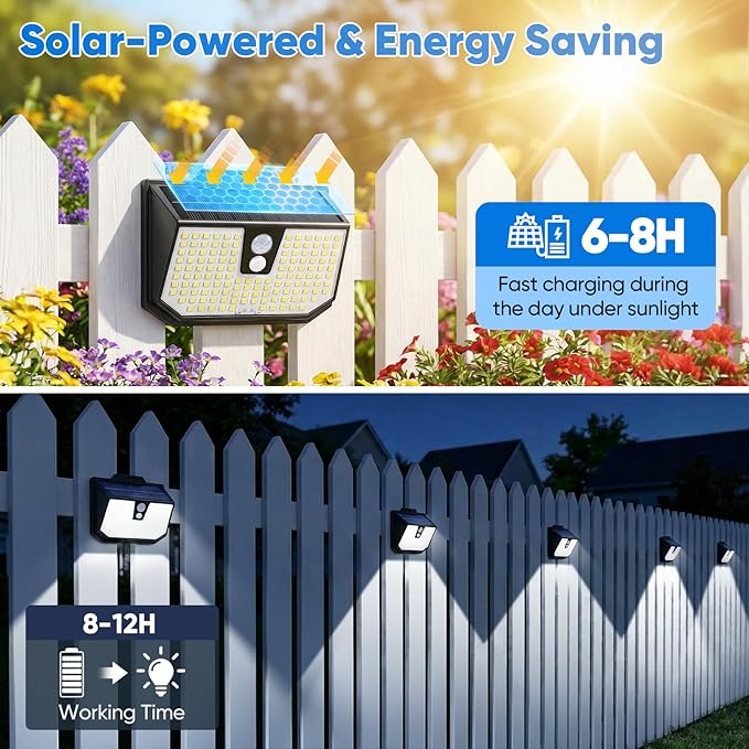 Brightever 2-Pack Solar Motion Sensor Outdoor Lights, IP65 Waterproof Solar - Image 5