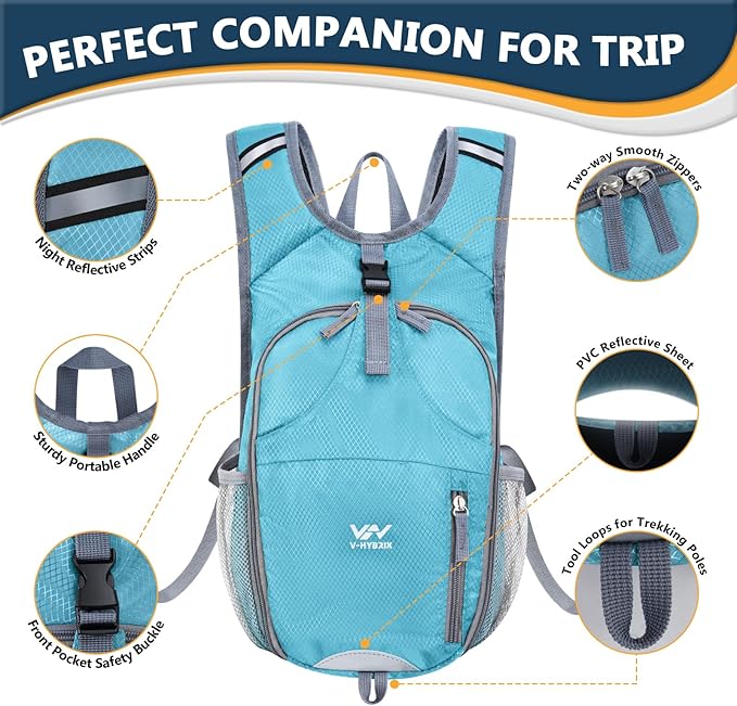 15L Foldable Hiking Backpack, Lightweight Packable Waterproof Machine Washable - Image 6