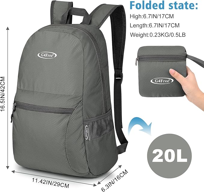 G4Free 20L Lightweight Packable Backpack Travel Hiking Daypack Foldable Backpack - Image 2