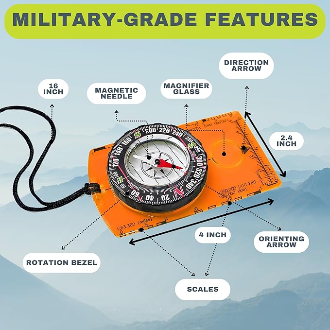 Trekker's Compass Crew Orienteering Compass, Magnetic Navigation Set - Image 5