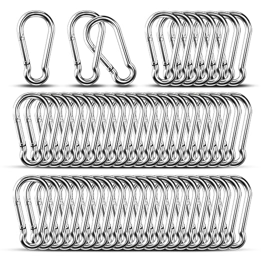 Carabiner Clip Hooks, 304 Stainless Steel Spring Snap Hook Fits Camping Hiking by KINLINK