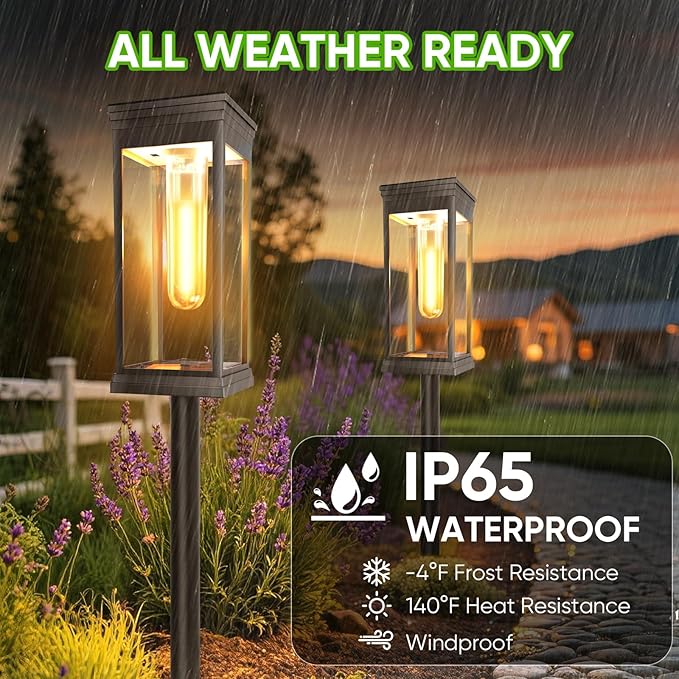 8 Pack Solar Pathway Lights Outdoor, IP65 Waterproof - Image 3