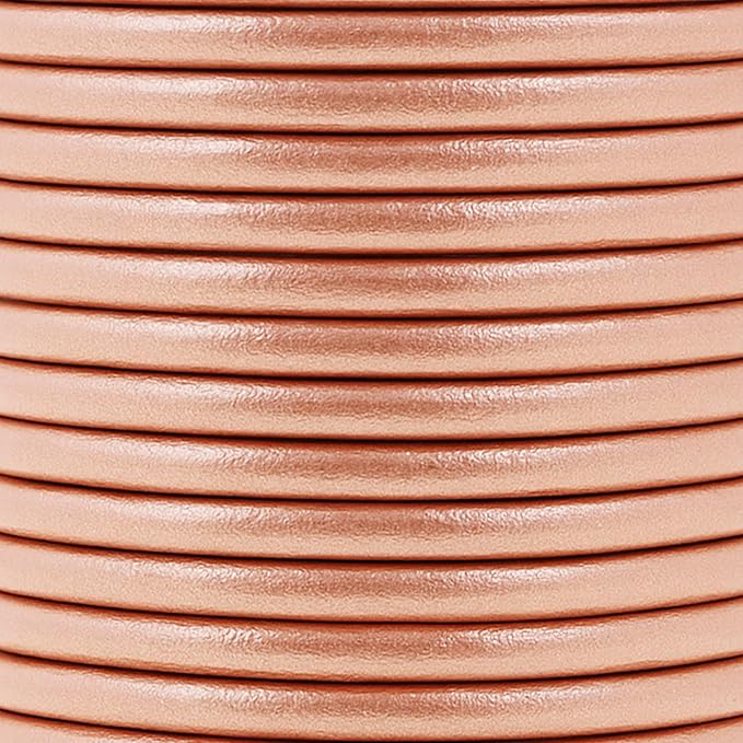 Mandala Crafts Round Genuine Rose Gold Leather Cord - Image 3