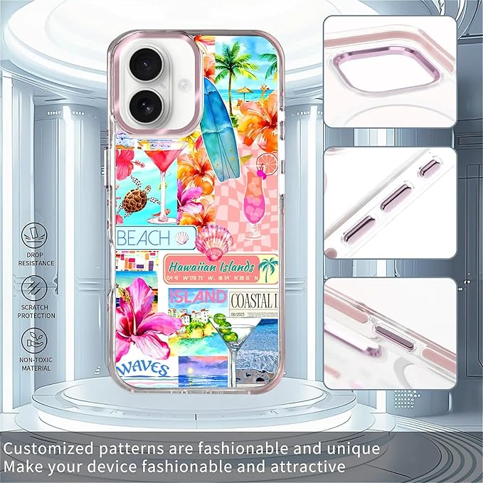 Case for iPhone 16, Coastal Beach Cover Coquette Collage Phone Case Design，for - Image 2