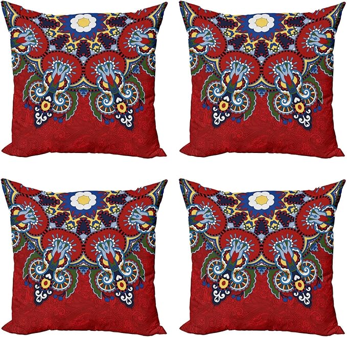 Ambesonne Mandala Throw Pillow Cushion Case Pack of 4, Color Jumble of Lace by Ambesonne
