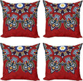 Ambesonne Mandala Throw Pillow Cushion Case Pack of 4, Color Jumble of Lace by Ambesonne