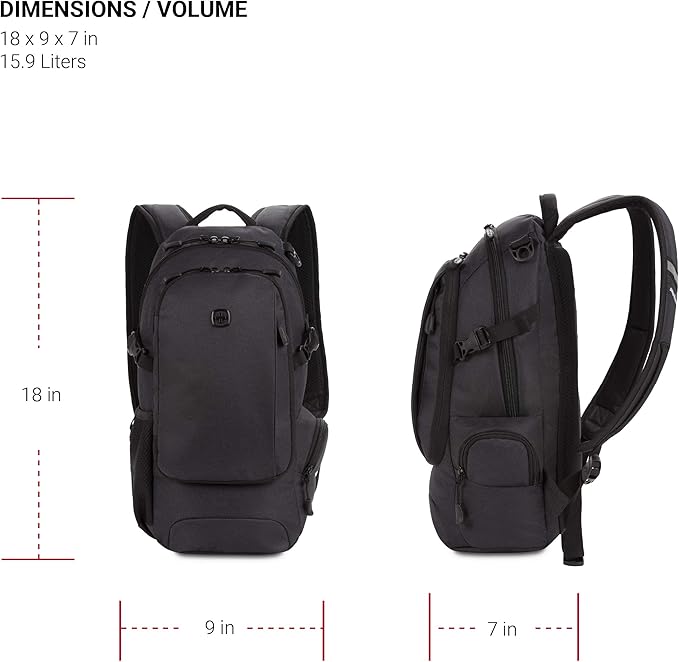 SwissGear 3598 Backpack, Narrow Daypack, Dark Grey - Image 5