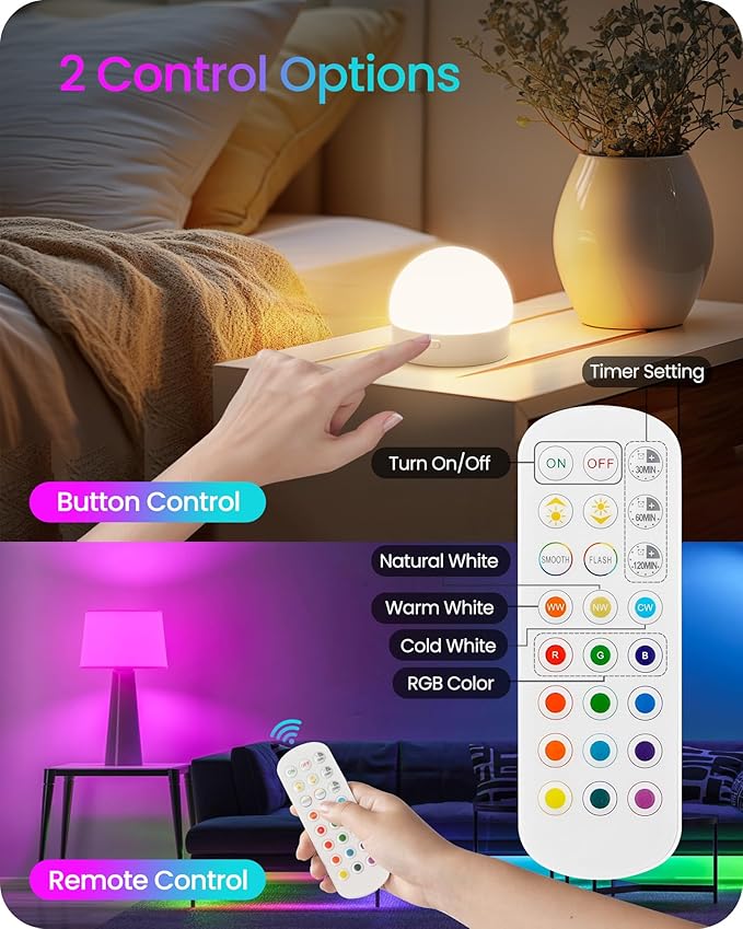 Rechargeable Light Bulbs with Remote Control, 4 Packs E12 Battery Operated - Image 9