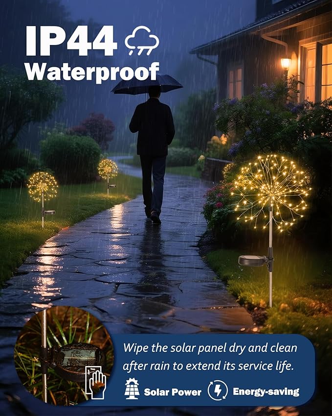Solar Garden Lights Outdoor Yard Decorations, 4 Pack 150Leds Pathway Light - Image 8