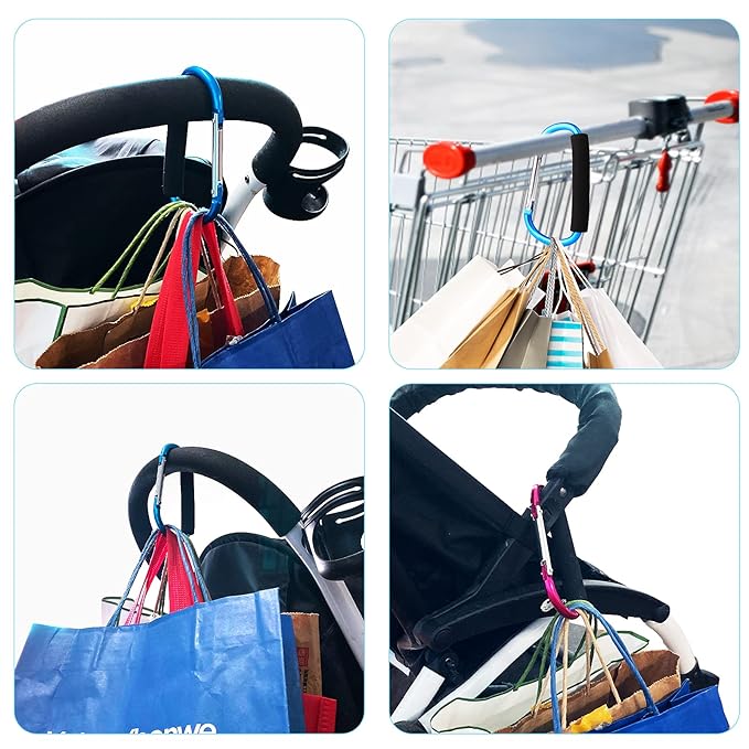 4 Pack Large Carabiner 5.5" D Style Click and Carry Bag Carrier Stroller Hooks - Image 5