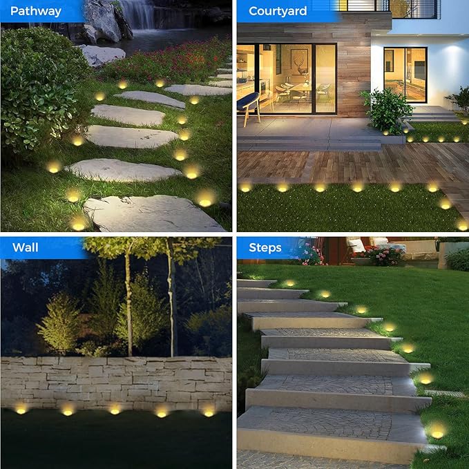 Peasur Mini Solar Ground Lights, 2 Pack Flat Solar Disc Lights Outdoor - Image 5