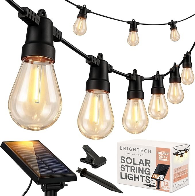 Brightech Ambience Pro Solar Powered Outdoor String Lights -27 ft Commercial by Brightech