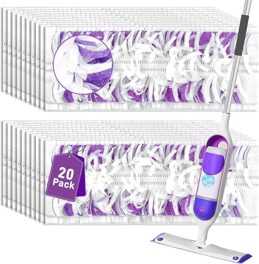 20-Pack Disposable Microfiber Power Mop Pad Refills Compatible with Swiffer Power Mop Refills,Replacement Pads for Swiffer Wet Pads Refill,Non-Washable & Unscented