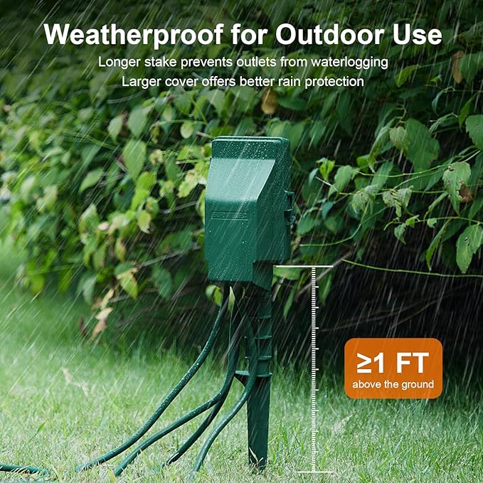 SURAIELEC Outdoor Power Stake, 7-Day Programmable Digital Timer, Power Strip - Image 5
