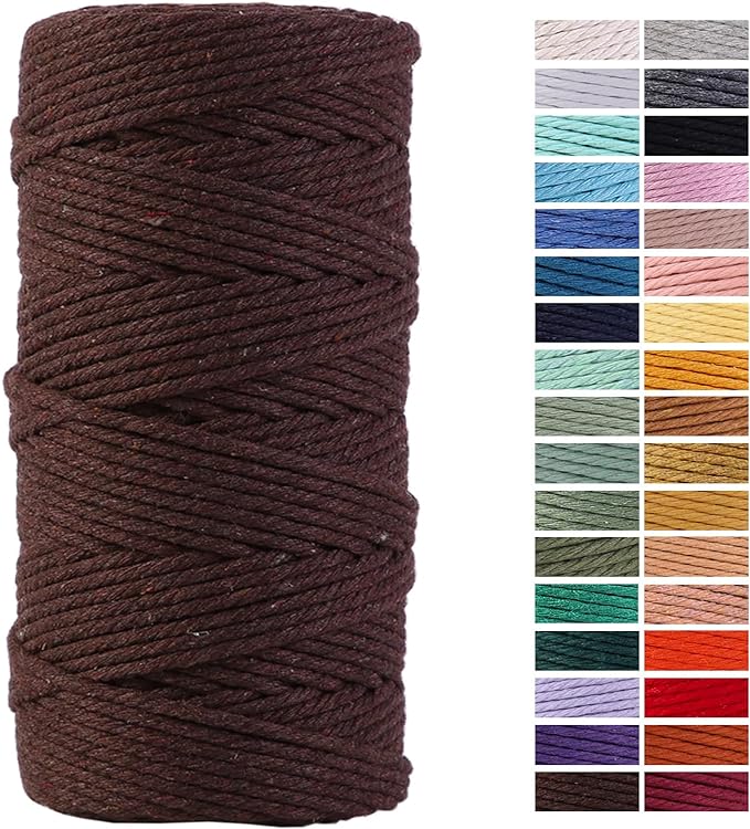 Brown Macrame Cord 3mm x 109Yards, Colored Cotton Rope Craft Cord Colorful by AestheticDesignforYou