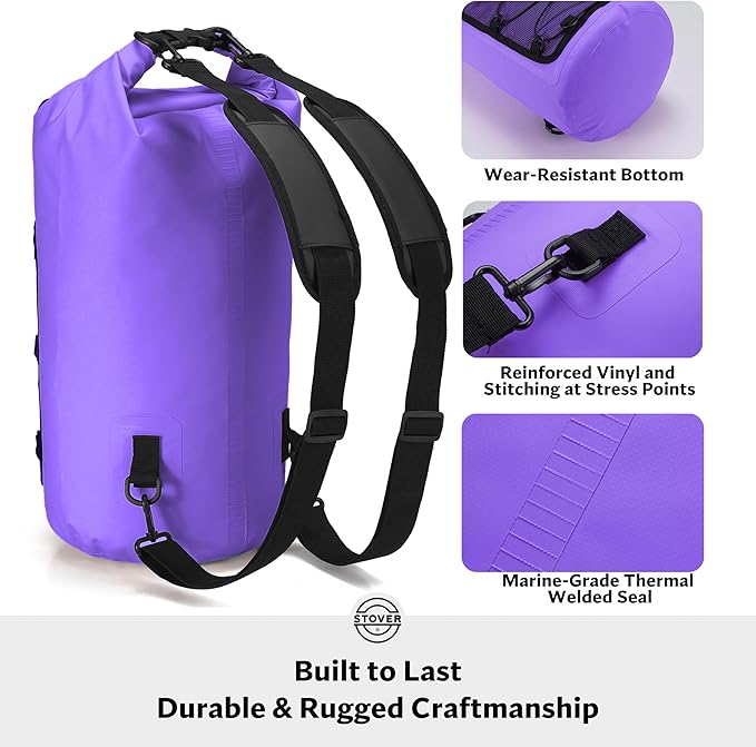 STOVER 5/10/25/30/40/55L Waterproof Dry Bag- Roll-Top Backpack w/Phone Case- - Image 4