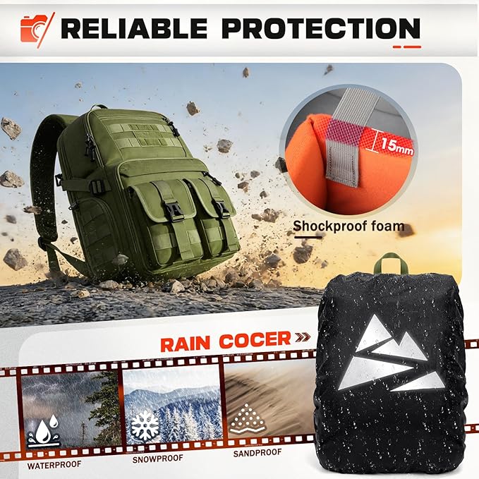 RAINSMORE Camera Bag Backpack for DSLR/SLR/Mirrorless Camera Bags for - Image 5