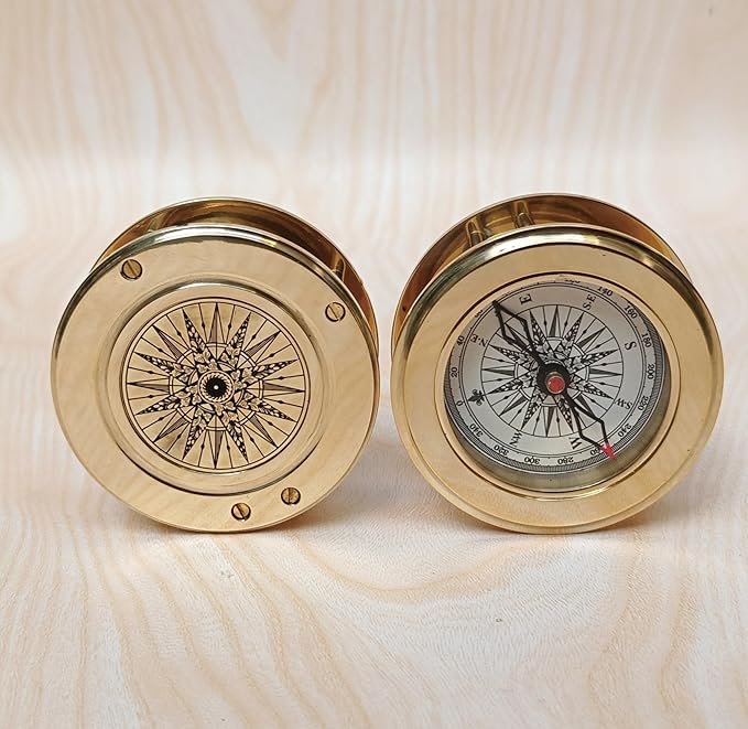 Vintage Brass Compass with Wooden Box – Antique Navigation Compass - Image 7