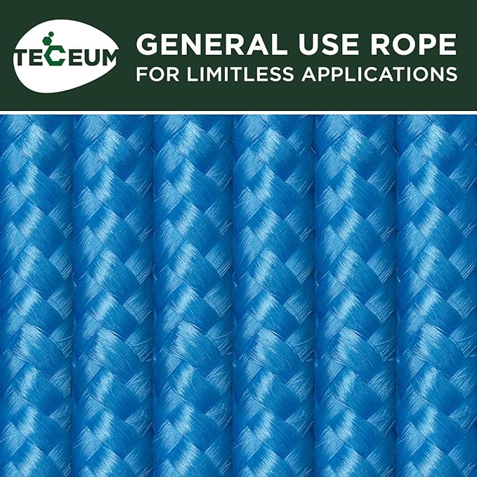 TECEUM Rope – 90 Feet x 3/8 Inch – Sky Blue – Strong All-Purpose Utility Rope – - Image 9