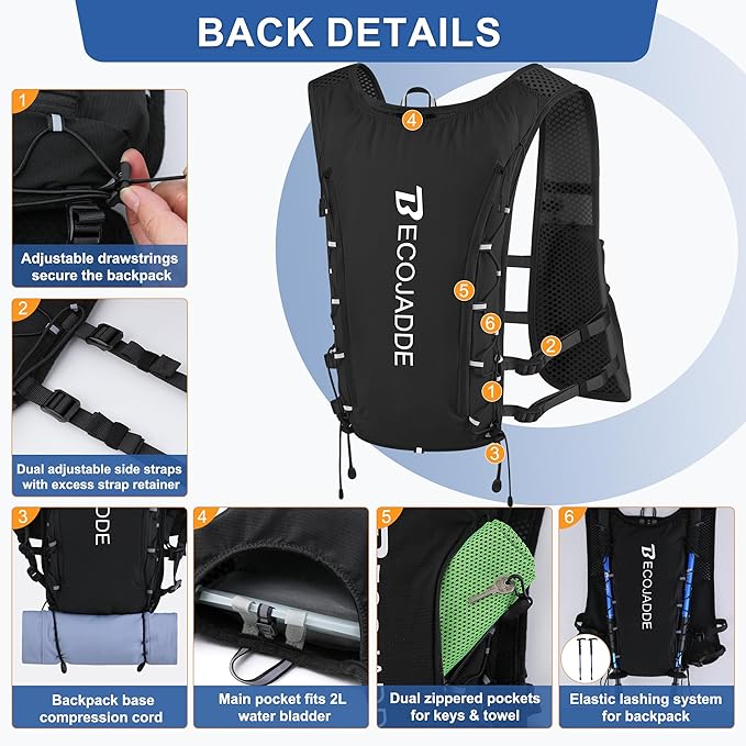 BECOJADDE Running Vest Hydration Backpack - Image 3