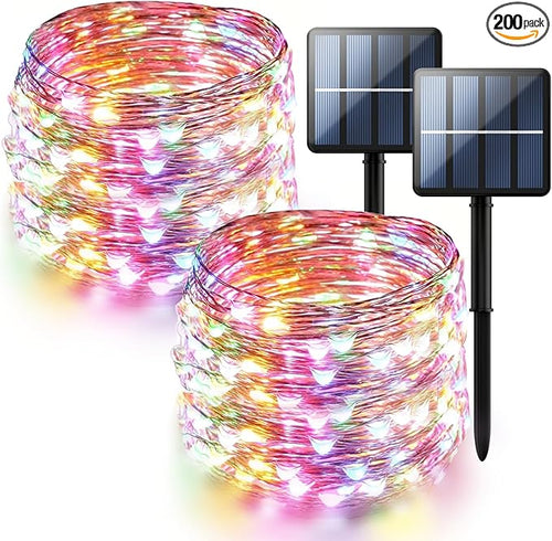 2-Pack 200 LED Solar Fairy Lights Outdoor, Upgraded Oversize Lamp Beads & Super by SelarlytLighting