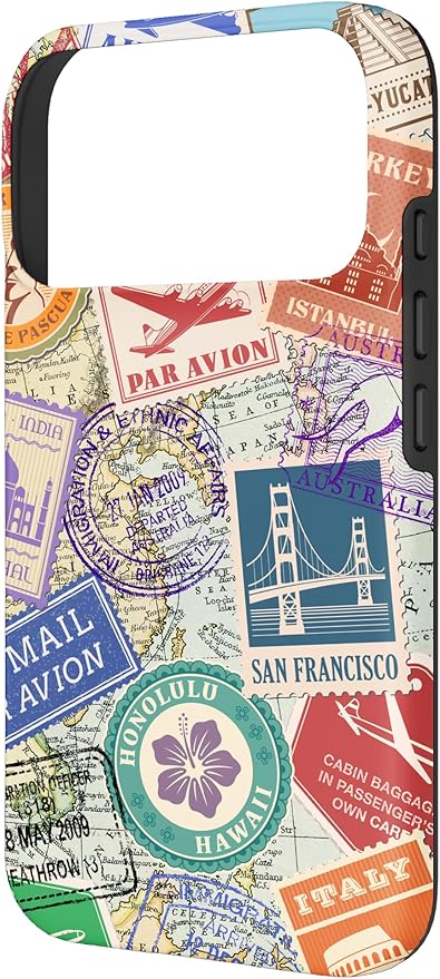 World Map Travel Passport Stamps Postage Stamp Case - Image 2