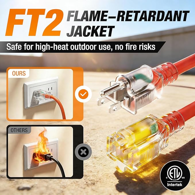 35 FT Outdoor Extension Cord Waterproof, 16/3 Gauge Heavy Duty 3 Prong Power - Image 4