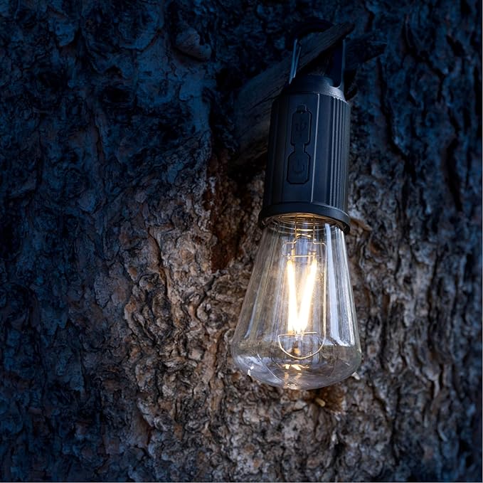 2-Pack Rechargeable Camp Light, Warm White LED Conical Bulb, Battery Powered - Image 3