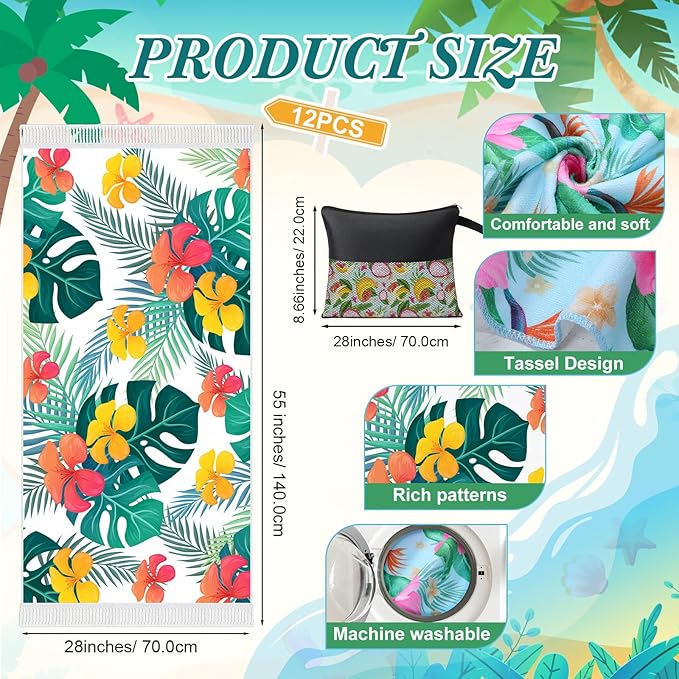 Peryiter 24 Pack Microfiber Oversize Turkish Beach Towel Set 12 Large Absorbent - Image 2