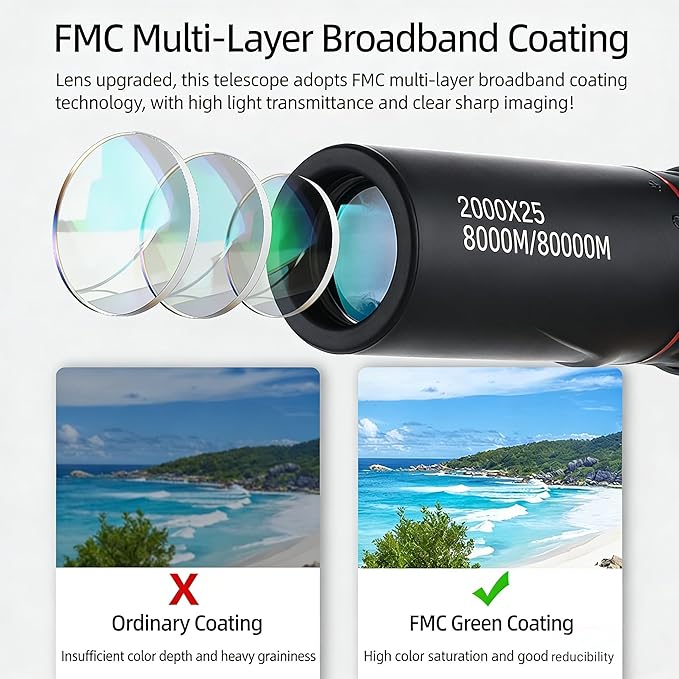Mini Monocular Telescope with Phone Adapter, 25X Magnification Portable Single - Image 4