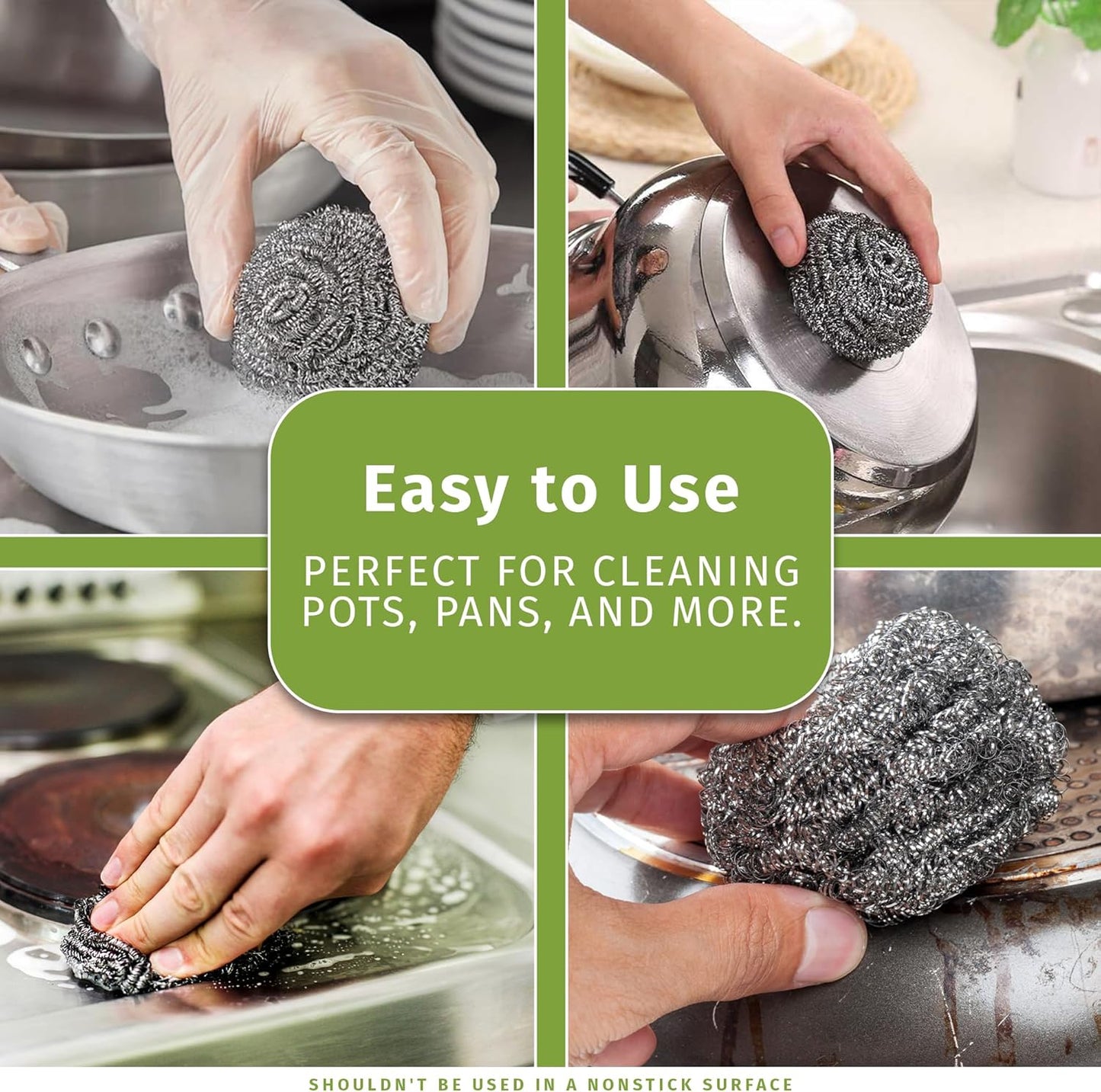 Brheez Stainless Steel Cleaner Scouring Pads [12 Pack] - Industrial & Commercial Strength Large Cleaning Supplies Dish Sponge - Individually Wrapped 80 Gram