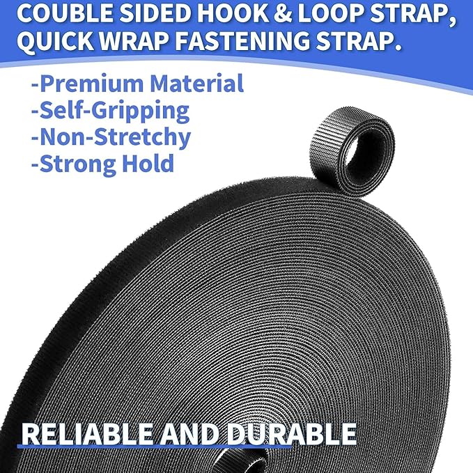 2In x 50Ft Reusable Cable Ties Hook and Loop Roll | Tie Down Straps, Nylon - Image 7