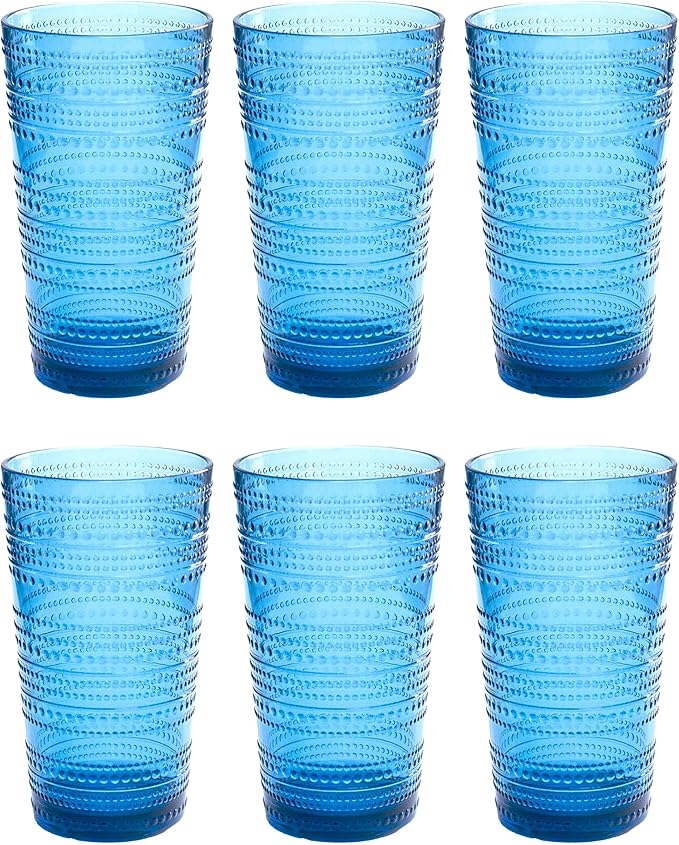 Beaded 16 oz Durable Acrylic Jumbo Drinking Glasses, Shatter-Resistant and by AbodeHomewares-TheDesignDestinationforTabletopDrinkwareKitchenandPet