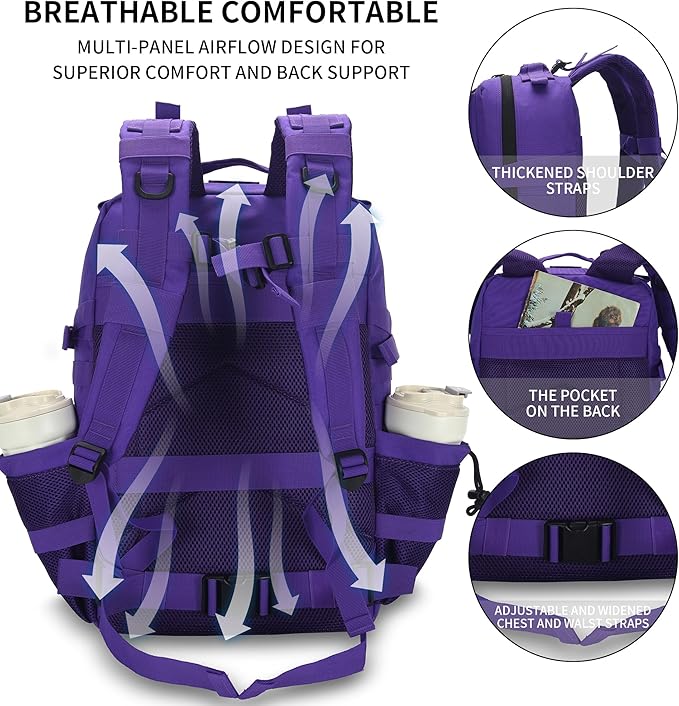 Sparklekle Military Tactical Backpack 45L 3 Day Assault Pack Waterproof Molle - Image 3