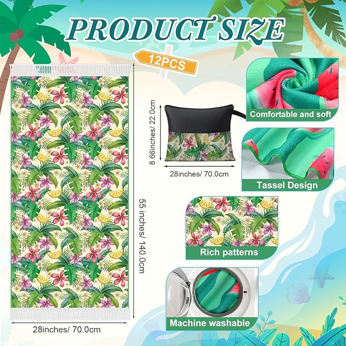 Peryiter 24 Pack Microfiber Oversize Turkish Beach Towel Set 12 Large Absorbent - Image 2