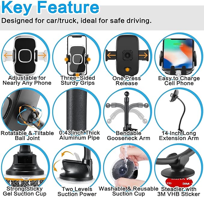 1Zero Solid Car Truck Phone Mount Holder - Image 8
