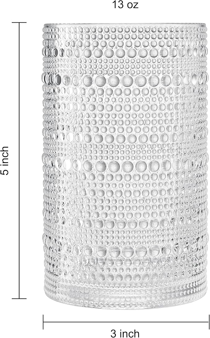 Khen Plastic Hobnail Drinking Glasses Set of 12 Clear Color Cups 6x 10oz - Image 5
