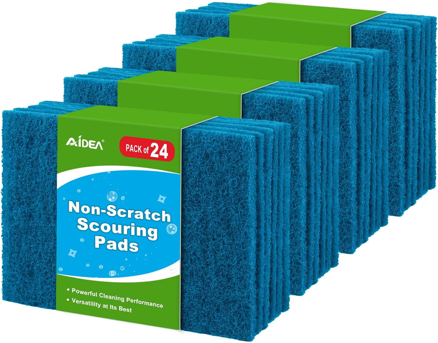 AIDEA Non-Scratch Scouring Pads, Dish Scrubber Pads for Household and Kitchen, Multipurpose Scour Pads for Cleaning, 24 Pack, 5.5in*3.5in