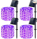 JMEXSUSS 4 Pack Purple Solar String Lights Outdoor Waterproof, 100 LED 33ft by JMEXSUSS