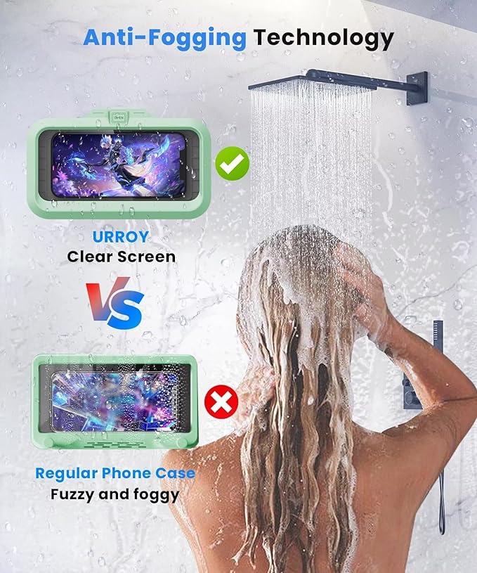 URROY Shower Phone Holder Waterproof One-Touch Open Shower Phone Case Anti-Fog - Image 3