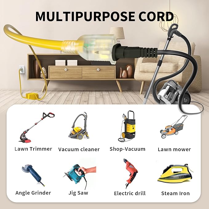 POWGRN 6 Ft 10AWG Outdoor Extension Cord Waterproof Heavy Duty 10 Gauge 3 Prong - Image 7