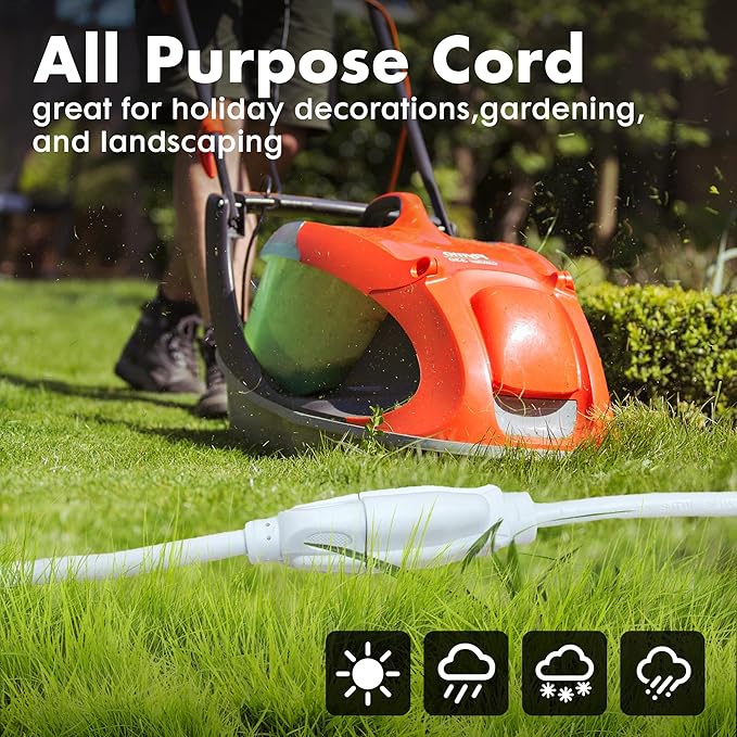 8ft White Outdoor Extension Cord Waterproof, UL Listed, 16/3 SJTW Heavy Duty 3 - Image 4