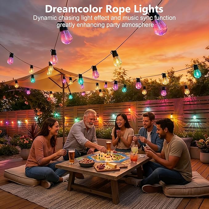Beizelte Outdoor String Lights, 150FT RGB+IC Outside Light Dimmable - Image 5